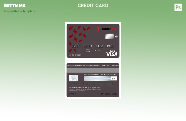 Модерен стил Шаблон за банкарска виза картичка Angola Banco BIC